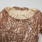 Backless Sequin Mock Neck Long Sleeve Mini Dress
