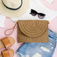 Straw Foldover Convertible Clutch