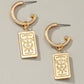 Rectangle drop earrings with etched heart