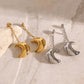 Stainless Steel Moon Dangle Earrings