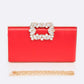 Crystal Buckle Metallic Box Clutch