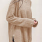 Waffle Knit Drop Sleeve Side Slits Oversized Top
