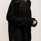 Waffle Knit Drop Sleeve Side Slits Oversized Top