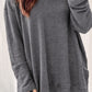 Waffle Knit Drop Sleeve Side Slits Oversized Top