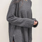 Waffle Knit Drop Sleeve Side Slits Oversized Top