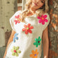 Crochet Flower Embroidery Knit Top