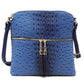 Ostrich Croc Zip Tassel Crossbody Bag