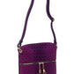 Ostrich Croc Zip Tassel Crossbody Bag