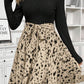 Ribbed Knit Patchwork Printed Belted A-line Dress