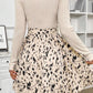 Ribbed Knit Patchwork Printed Belted A-line Dress