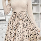 Ribbed Knit Patchwork Printed Belted A-line Dress