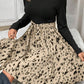 Ribbed Knit Patchwork Printed Belted A-line Dress