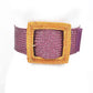 Bamboo Square Buckle Faux Straw Elastic Belt