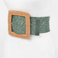 Bamboo Square Buckle Faux Straw Elastic Belt