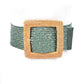 Bamboo Square Buckle Faux Straw Elastic Belt