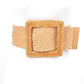 Bamboo Square Buckle Faux Straw Elastic Belt