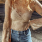 Mesh Crochet Patchwork Slim Fit Long Sleeve Blouse