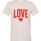 Love Heart Short Sleeve V Neck Graphic Tee