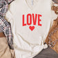 Love Heart Short Sleeve V Neck Graphic Tee