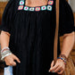 Black Floral Crochet Square Neck Ruffle Short Sleeve Plus Size Top