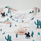 Beige Cactus Print Crew Neck Short Sleeve Top