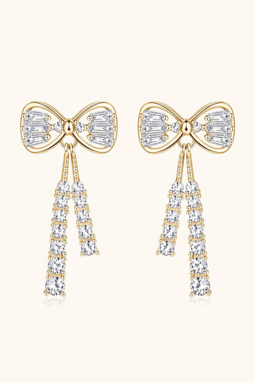 1.12 Carat Moissanite 925 Sterling Silver Bow Earrings - Rebel K Collective