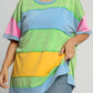 Light Blue Color Block Side Slit Plus Size T Shirt