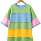 Light Blue Color Block Side Slit Plus Size T Shirt