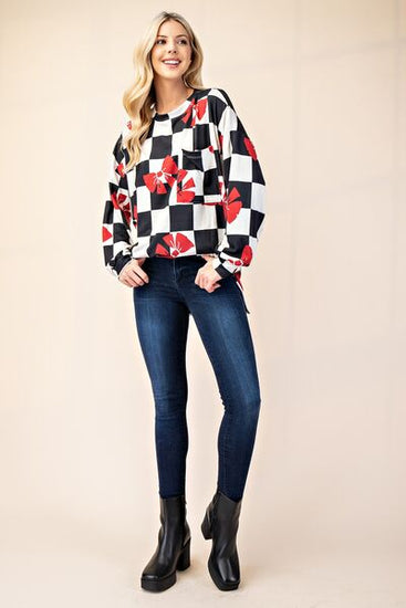 Bow print casual t-shirt