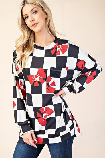 Round neck bow t-shirt