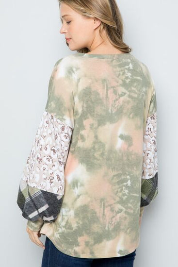 Boho printed sleeve top