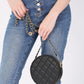 ROUND QUILTED CHAIN TRIM CROSSBODY BAG