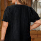 Black Floral Crochet Square Neck Ruffle Short Sleeve Plus Size Top