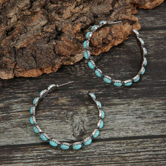 Artificial Turquoise C-Hoop Earrings - Rebel K Collective