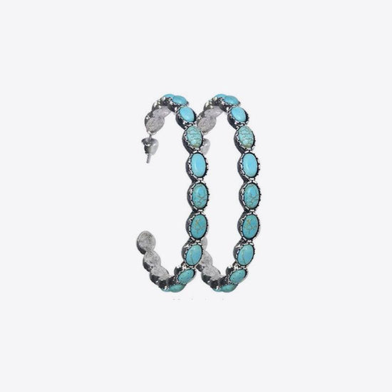 Artificial Turquoise C-Hoop Earrings - Rebel K Collective
