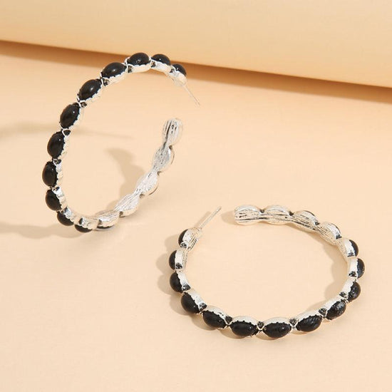 Artificial Turquoise C-Hoop Earrings - Rebel K Collective