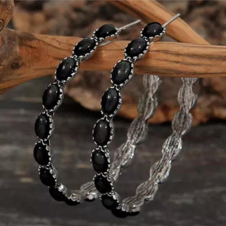 Artificial Turquoise C-Hoop Earrings - Rebel K Collective