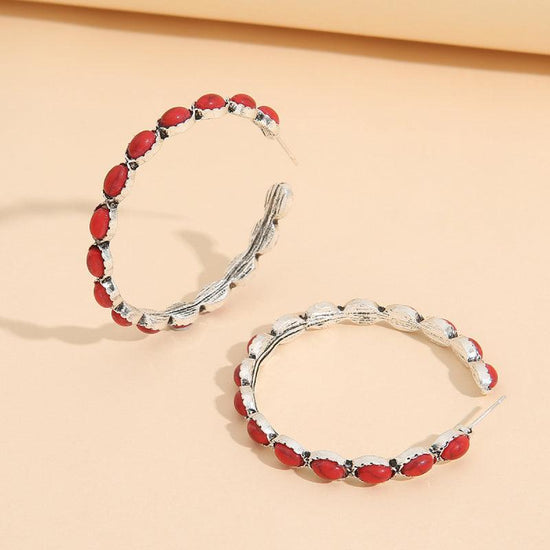 Artificial Turquoise C-Hoop Earrings - Rebel K Collective