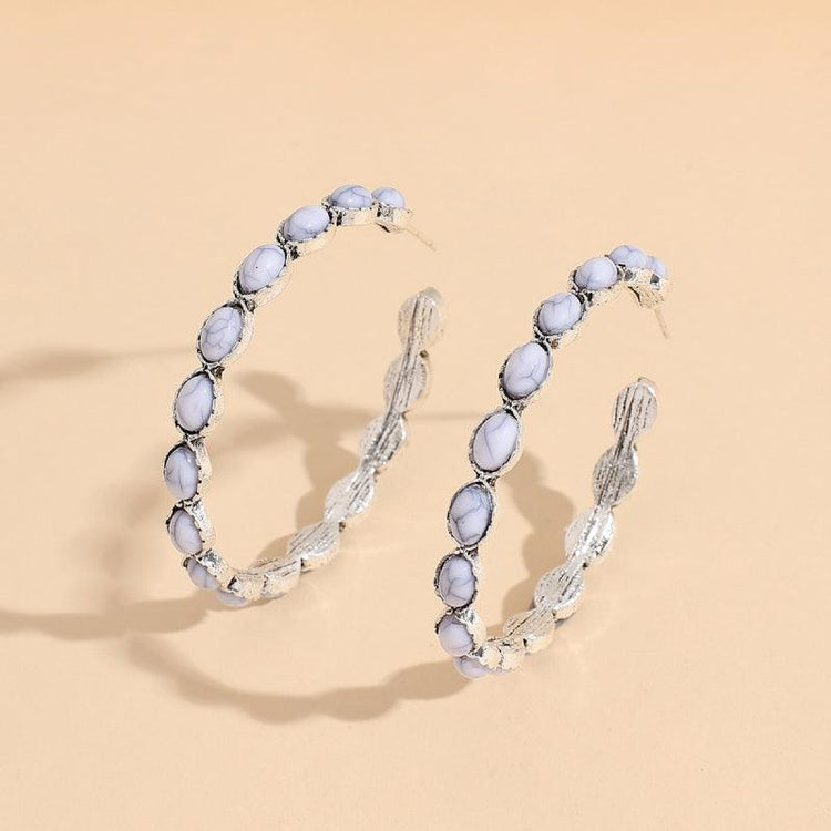 Artificial Turquoise C-Hoop Earrings - Rebel K Collective
