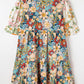 Multicolor Allover Floral Print V Neck Tiered Mini Dress