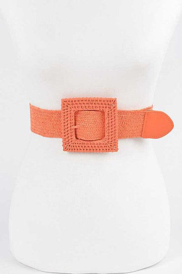 Color Bamboo Square Buckle Elastic Straw Belt - Rebel K Collective