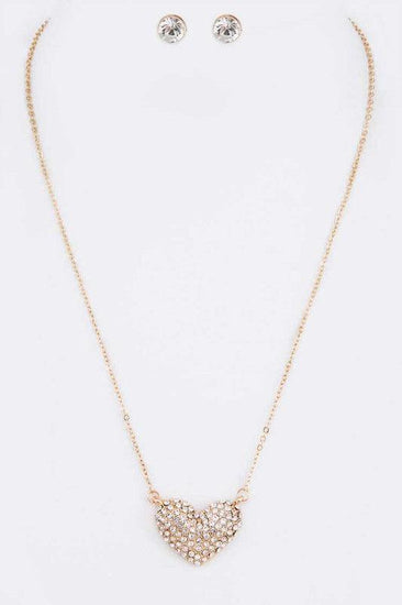 Crystal Heart Pendant Necklace Set - Rebel K Collective