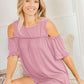 Cold shoulder ruffle sleeve top