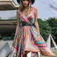 Printed Surplice Handkerchief Hem Cami Dress