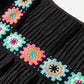 Black Floral Crochet Square Neck Ruffle Short Sleeve Plus Size Top