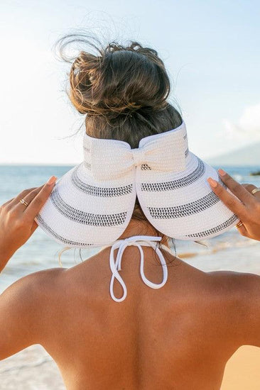 Marled Stripe Roll up Bow Visor - Rebel K Collective