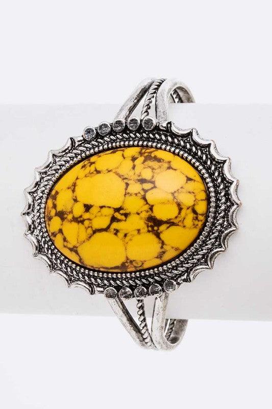 Oval Stone Oversize Bangle - Rebel K Collective