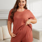 Plus Size Round Neck Short Sleeve Two-Piece Loungewear Set - Rebel K Collective
